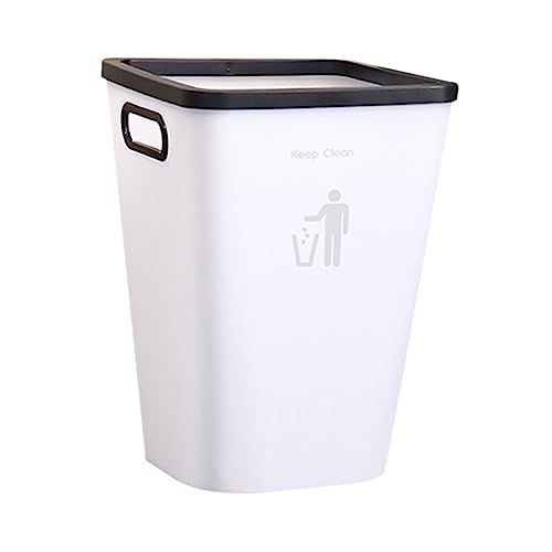 Caneca de basura plástica rectangular para hogar blanca miniatura 1