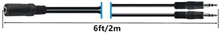 3.5mm Stereo Female to 2-Male Y-Splitter Audio Cable 2M, Ancable 1/8" Female to 2 Dual 1/8" Male Aux Mic Splitter Jack Cable for Speaker, Headphones, PC, Laptop, Aluminum Connector