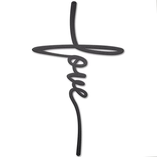 Belilife Love Cross Wall Decoration Extra large Decorative Wall Hanging 18X10 Inch Black Metal Wall Decor Home Decor Wall Sign