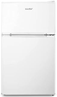 COMFEE' RCT87WH1(E) Under Counter Fridge Freezer, 87L Small Fridge Freezer with LED Light, Removable Shelves, Adjustable Thermostats and Legs, White