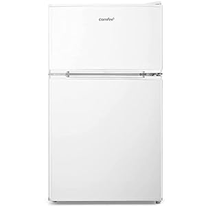 COMFEE’ RCT87WH1(E) Under Counter Fridge Freezer, 87L Small Fridge Freezer with LED Light, Removable Shelves, Adjustable…