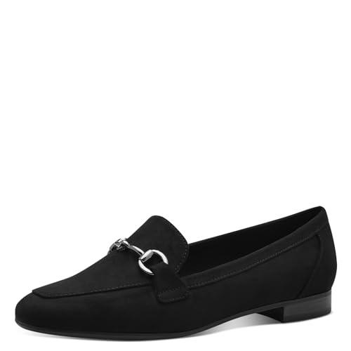 MARCO TOZZI Damen Loafer ohne Absatz Vegan mit Schnalle, Schwarz (Black), 41 EU