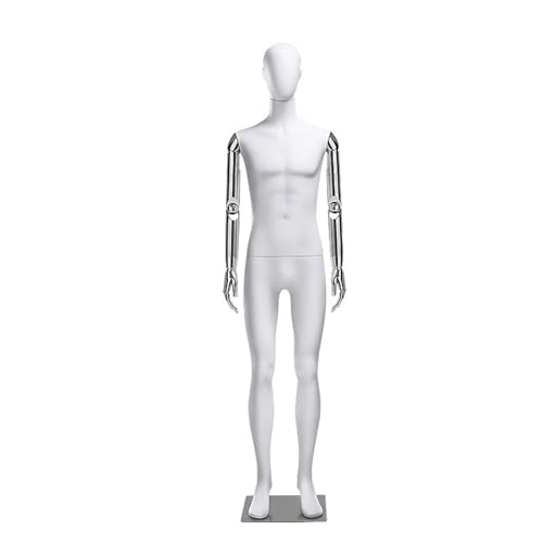 CYHTYM Maniqui Maniquíes Masculinos de Cuerpo Entero de 74,8 Pulgadas de Alto para escaparates de Tiendas de Ropa, Desmontables y fáciles de Colocar.(Silver)