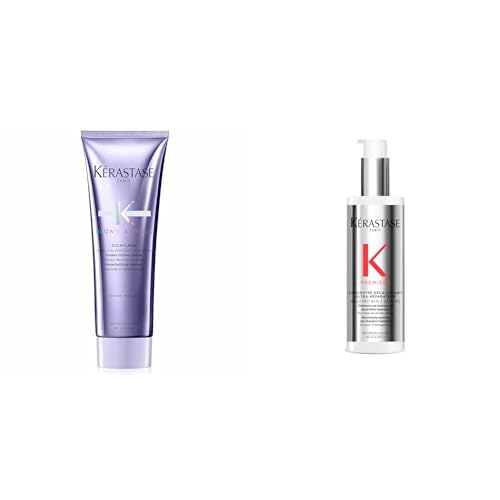 Kérastase Blond Absolu, Rutina Anti Rotura con Acondicionador Cicaflash y Concentrado Descalcificante Ultra-Reparador Première, Para Pelo Dañado y Decolorado, 250 ml + 250 ml
