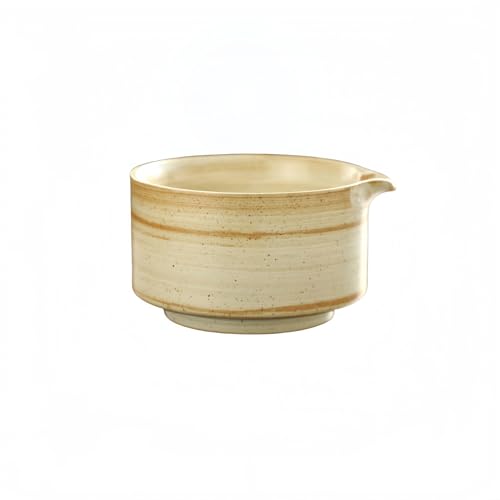 陶器製抹茶茶碗・容量600ml・サイズ14cm×8cm | 日本伝統の手作りデザイン・黒色・抹茶/緑茶用ティーカップ | 【贈り物や日常使いに適したセラミック茶碗】 (黄色)