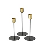 Boltze Kerzenleuchter Cosima (3-tlg., schwarz/gold, modernes Design, für Stabkerzen, Kerzenhalter, Kerzenständer, Kerzen Zubehör) 2049897