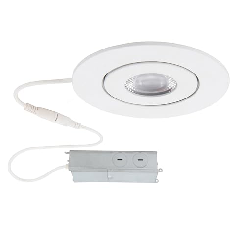 WAC Lighting Lotos 2in LED Round Adjustable Recessed Light 3000K Warm White 6W 530 Lumens IC-Rated Airtight 120V-277V Universal in White