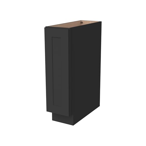 Shaker Style 9” Base Spice Rack Cabinet 1 Door, Soft-Close, Solid Wood Frame with Premium Dovetail Drawer Box – Versatile Storage for Kitchen Essentials (SK-Charcoal Black, 9"W x 24"D x 34.5"H)