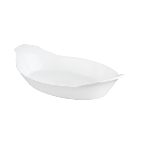 HIC Kitchen HIC Kitchen Oval Au Gratin Baking Dish Set, Fine White Porcelain, 10-Inch, Set of 4 Au Gratin Baking Dish Set, Fine White Porcelain, 10-Inch, Set of 4