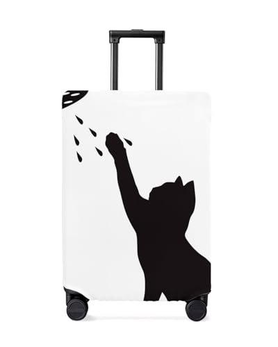 Travel Luggage Cover Medium Suitcase Cover Fit for 22-25 Inch Luggage Luggage Protector Suitcase Cover Scratchproof Fun Cat Shower Water Drops Black White Luggage Cover Protector for Suitcase