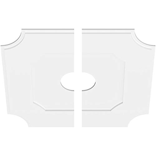 Image of Ekena Millwork CMP36LE2-07000 Locke Architectural Grade PVC Contemporary, Two Piece Urethane Ceiling Medallions 36 inchOD x 7 inchID x 21 1 /2 inchC x 1 inchP