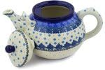 Polmedia Polish Pottery Tea or Coffee Pot - Cobalt Daisies Pattern Handmade in Boleslawiec Poland by Ceramika Artystyczna + Certificate of Authenticity