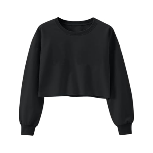Women Cropped Crewneck Sweatshirts Fashion Teen Girls Y2K Clothes Casual Long Sleeve Pullover Tops Hoodies Fall Outfits