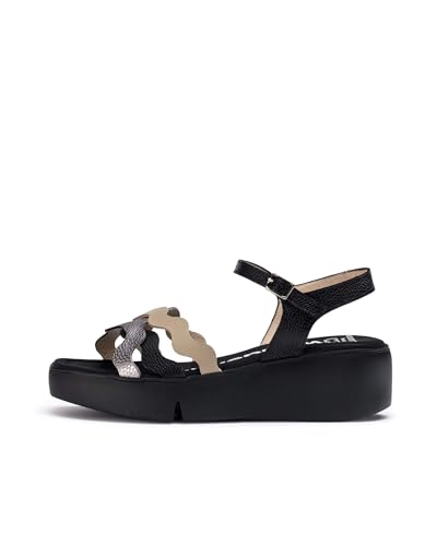 Wonders Sandalias Andy Negras para Mujer Metalizados 39