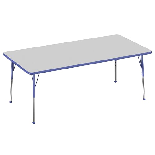 FDP 36" x 72" Rectangle Table with Ball Glide Legs - Gray/Blue, 10036-GYBL