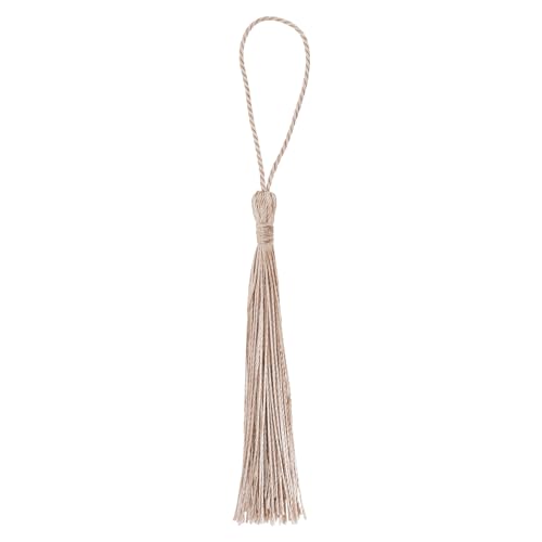 Image of Mandala Crafts 100 Beige Silky Bookmark Tassels with Loops for Crafts | Machine Washable, Polyester Mini Craft Tassels for Jewelry Making, Graduation Decorations, Keychains, Gift Tags & Ornaments