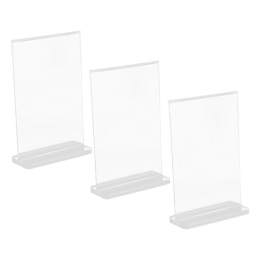 LOORGVEL Présentoirs A6 en Acrylique Transparent 9x12,8 Cm Lot de 3 Stand D'exposition Double Face Support Qr Code pour Affichage Menu Restaurant Bureau Salon Professionnel