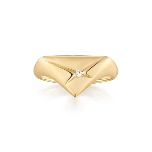 Bague triangle en argent 925 plaqué or 14k ANIA HAIE Sunshine Chaser avec oxyde de zirconium de luxe
