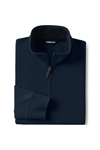 Lands' End Mens Bedford Rib Quarter Zip Sweater Radiant Navy Regular Medium #TOP4