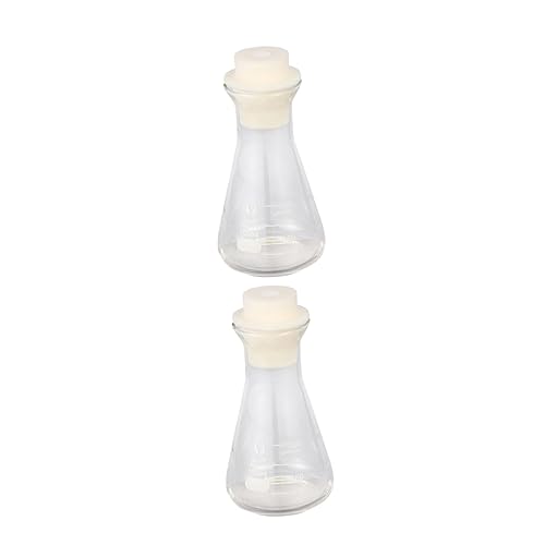 KICHOUSE Educational Glass Flask Set 2pcs Conical Beakers 100ml Lab Bottles for Science Class