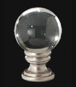 B&P Lamp® Clear Crystal Ball Finial, 1 5/8 in Ht. 1/4-27 Tap