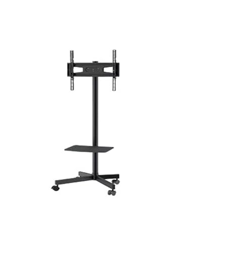 Soporte móvil para TV ajustable con ruedas y doble bandeja miniatura 1
