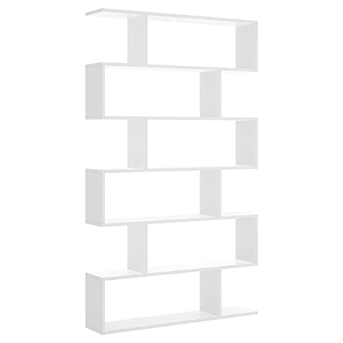 Homely - Estantería Alta de diseño Moderno ZIG Zag, Tablero de partículas melaminizado, Color Blanco Brillo, de 80x24x192 cm