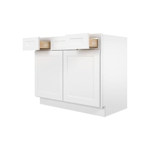 Image of Furinno Shaker 2-Drawer Bath Vanity Cabinet Without Top, Ready to Assemble, 21 D x 42 W x 34.5 H, White