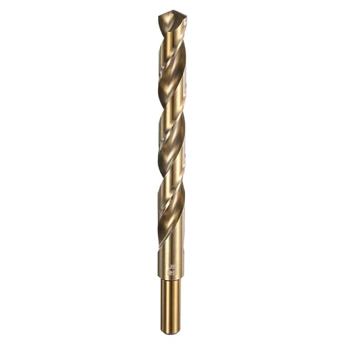 sourcing map Twist Drill Bit 31/64“ Dia High-Speed Steel 6542 Reduced Shank 6" Overall Length with Gold Polished Surface For Drilling Hard Metals, Stainless Steel, Alloy Steel