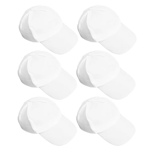 Garneck Casquettes de Baseball et Résistants Décoloration Blanches en Coton Lot de 6 Chapeaux Dessinés, Protection Solaire pour Garçon et Filles pour Projets Artistiques et Vacances