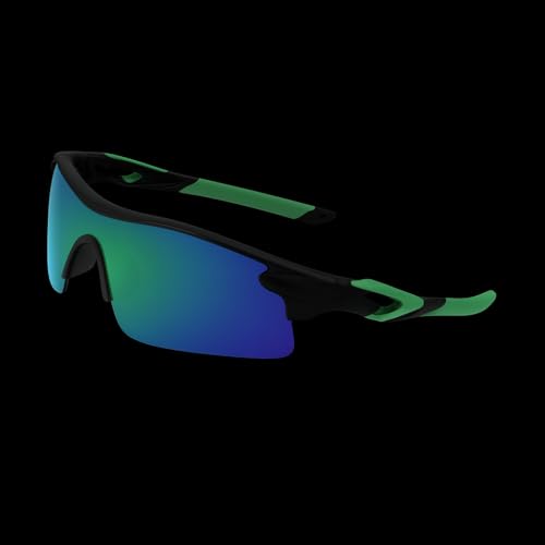 Image of Oversized Sports Goggles for Men & Women UV400 Protection Non Polarized Cycling Running Cricket Driving Fishing Outdoor Lightweight Wraparound Design Clear Vision Eyewear. (Green)