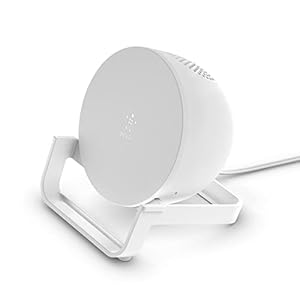 Belkin AUF001vfWH SoundForm Charge, draadloze lader + luidspreker, Bluetooth-luidspreker + draadloze laadstandaard, laad op terwijl je muziek beluistert, video’s streamt of videobelt – Wit