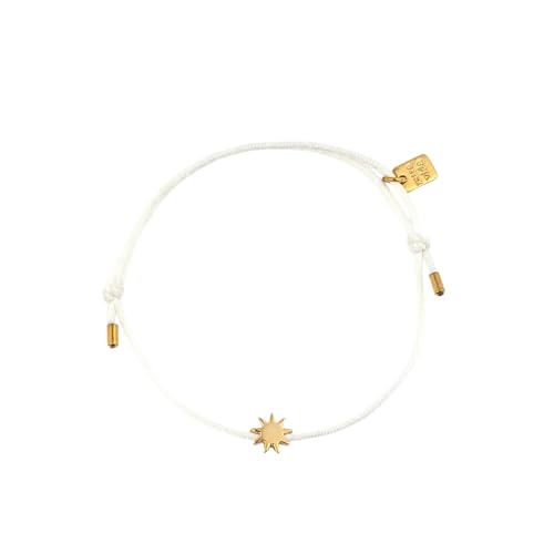Pura Vida Lydia Charm Bracelet, White Nylon Cord, Adjustable, Sun Charm, Waterproof
