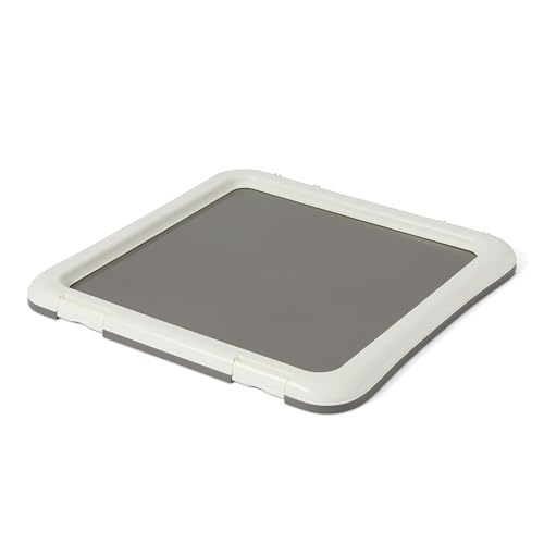Amazon Basics, Supporto per Tappetini Igienici da Addestramento per Cani, con Chiusure di Sicurezza, Extra Spesso e Antiscivolo, in Plastica Riciclata, 61,1cm, S, Colore Bianco e Antracite