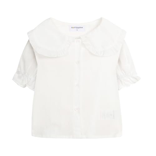 Image of Mud Kingdom Little Girls Peter Pan Collar Blouse Cotton Short Sleeve Button Up