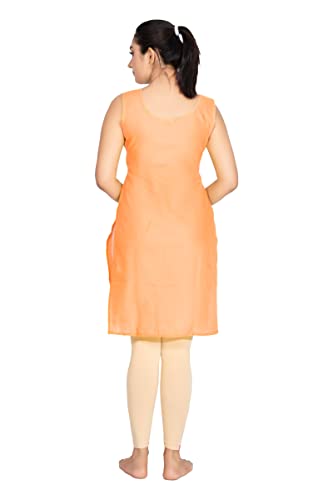 Image of Women's Cotton Long Camisole for Kurti /Suit Slip /Long Inner /Samij for Women Sameej /Knee Length Inner Wear /Sameez /Kurti Slip /Round Neck /Invisible