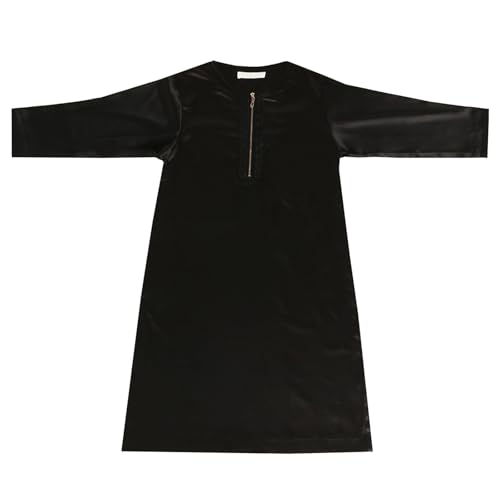 Boys Muslim Kaftan Kids Long Sleeve Prayer Clothes Solid Color Crewneck Embroidered Eid Dresses Islamic Arabic Abaya