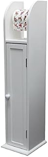 spot on dealz® Wooden Toilet Roll Holder Bathroom Cabinet Free Standing Cupboard Paper Storage Box With Shelf Tall Cabinets White Furniture Unit For Toilet Accessories