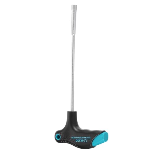 sourcing map T-Handle Metric Nut Driver 4mm Dia 150mm Shank 6 Point Hex Socket Screwdriver with Non-Slip Handle for Tightening and Loosening Fasteners