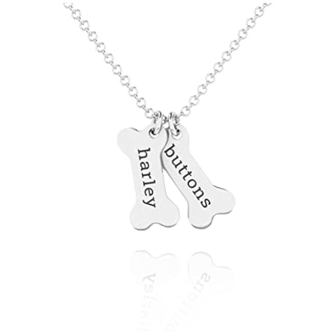 Custom Dog Bone Memorial Necklace - Memorial Necklace With Personalized Names For Dog Lovers - Pet Jewelry Puppy Animal Pendant Cover