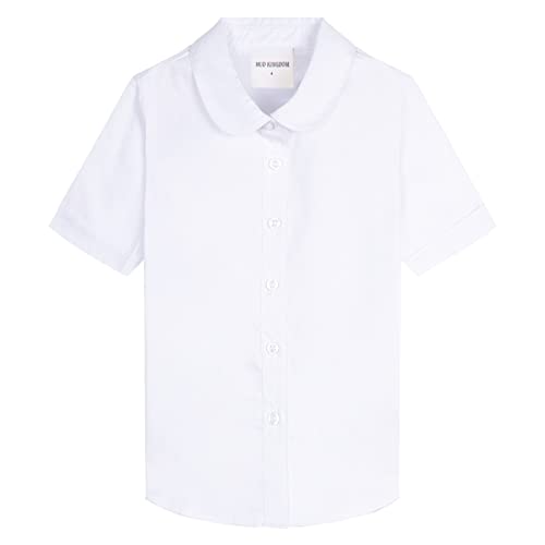 Mud Kingdom Girls Short Sleeve Shirt Peter Pan Collar School Uniform Poplin Blouse