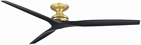 Fanimation Fans FPD6721BBS-72BL-F Spitfire - 3 Blade Flush Ceiling Fan-21.08 Inches Tall and 72 Inches Wide, Finish Color: Brushed Satin Brass, Blade Color: Black