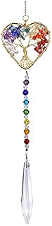 JSDDE 7 Chakra Crystals Tree of Life Suncatcher Rainbow Makers Glass Crystal Sun Catchers Hanging Ornament for Windows Home Garden Decor (Heart Shape)