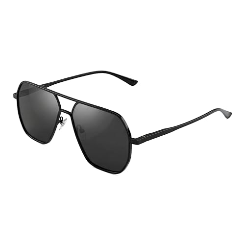 BTOBTYD Polarized Aviator Sunglasses for Men Women UV400 Protection HD Black TAC Lens Lightweight Metal Frame Oversized Geometric Sunglasses Anti-Glare for Driving Beach Fishing Outdoor