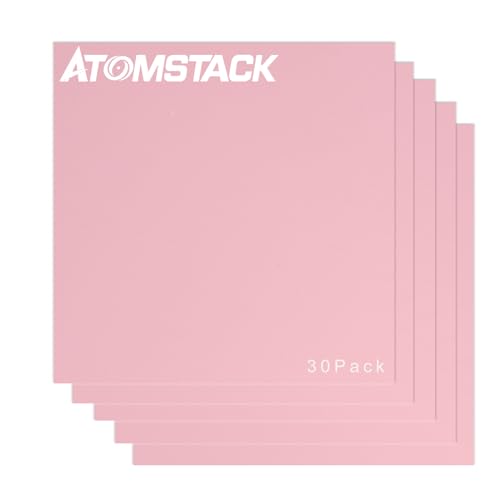 ATOMSTACK 30 lastre di legno rosa colorate su entrambi i lati incisi al laser, pannelli in legno MDF compensato, spessore 3 mm, per incisione, intaglio, pittura e decorazione, 300 x 300 mm
