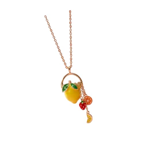 [YmilemY] Unique Individualized Fruit Design Pendant Necklace with Playful Tassels Detail Simple Elegant Accessory for Everyday 