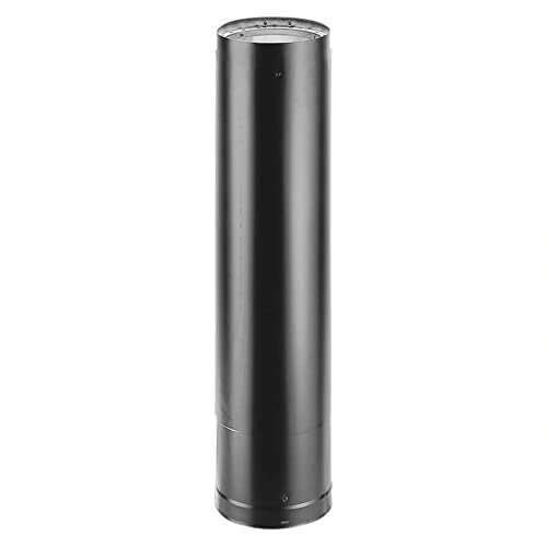 DuraVent 6 Inch Adjustable Lightweight Stainless Steel Double Wall Wood Burning Stove Pipe Connector to Vent Smoke or Exhaust Black