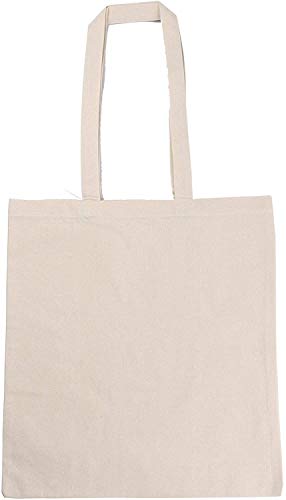 Atmos Green 100 Pack 15 X 16 Inch With 27" Handle Natural Color 5 Oz Recycled Cotton Reusable Grocery Bag Eco Friendly Super Strong Great Choice For School, Promotion, Branding & Gift Made In India #TOP4