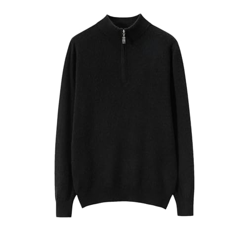 Hgvcfcv Men's Thick Semi-High-Necked Pullover Semi-Zipper Knitted Warm Cashmere Sweater