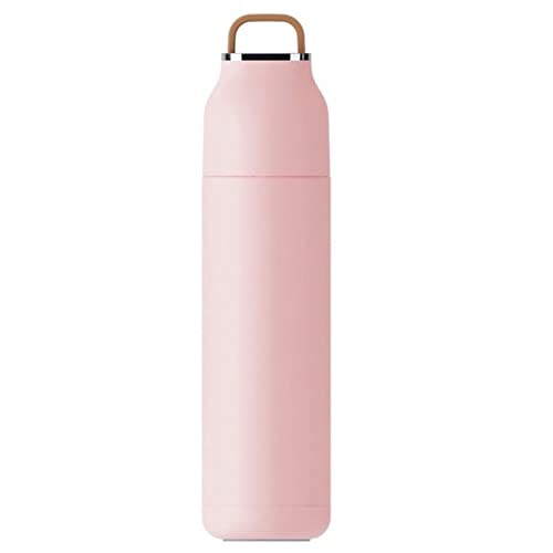 Termos Traza de viaje 500 ml Copa de acero inoxidable Presiona agua 12-24 horas Preservación de calor Portable Gran capacidad Viajamiento al aire libre (rosa)